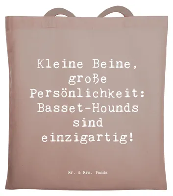 Produktbild von Mr. & Mrs. Panda totebag Spruch Basset Hound Persönlichkeit - Braun Pastell - Geschenk, Hunderasse, Tragetasche, Jutebeutel, Tote Bag, Glück, Hunderassen Beschreibung