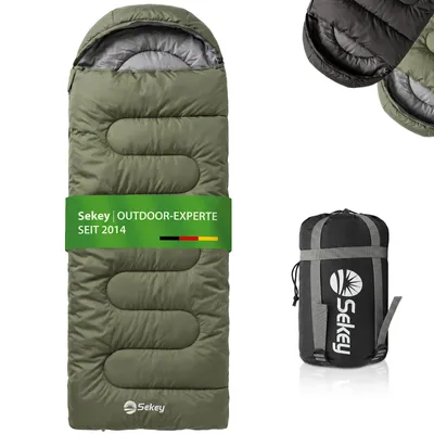 Produktbild von Sekey Schlafsack 220x80 cm 3-Jahreszeiten-Deckenschlafsack 10°C bis 20°C, Grün