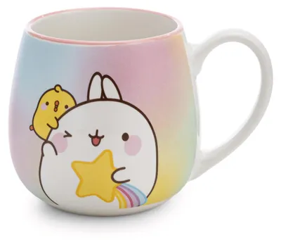 Molang-Tasse mit Sternschnuppe, 400 ml, Porzellan, 8x9 cm