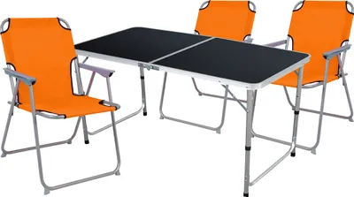 Produktbild von 4-teiliges Campingmöbel Set Black Alu 120x60x58/70cm orange