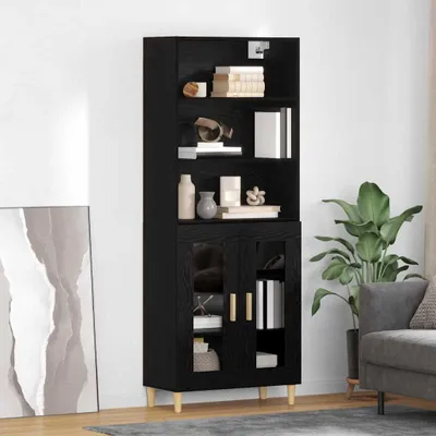 Obrázok produktu pre vidaXL Vysoká skriňa, čierna, vzhľad dubového dreva, 69,5 x 32,5 x 180 cm