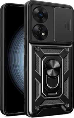 Obrázek produktu pro Pouzdro pro Oppo Reno8 T 4G s Kroužkem, Stojánek, Ochrana Kamery, TPU Nárazník, Silikonové Pouzdro černé