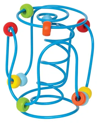 Produktbild von Spring-a-Ling Motorikschleife aus Holz mit bunten Kugeln fördert Feinmotorik und Farberkennung für Kinder ab 6 Monaten