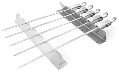 Produktbild von Grillzubehör Set aus Edelstahl mit Grillspieß, Grillbasis und 6 Grillstangen