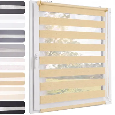 Produktbild von Doppelrollo 90x130cm Gelb-Leinen Duo Rollo Klemmfix ohne Bohren Jalousie Rollos für Fenster und Tür