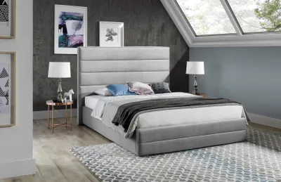Produktbild von Graues Bett Moderne Bettgestelle Schlafzimmer Polster Möbel Luxus Hotel Betten