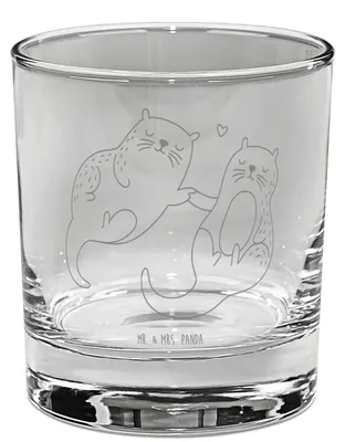 Produktbild von Mr. & Mrs. Panda Glas Otter Hände halten - Transparent - Geschenk, Verliebt, Paar, glücklich, Gin, Cocktailglas, Longdrinkglas, Liebe, Seeotter, Tumbler, gravur