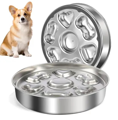 Produktbild von Rutschfeste Edelstahl-Futterstation für Hunde und Katzen Slow Feeder Spülmaschinenfest