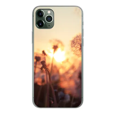 Produktbild von MuchoWow® Handyhülle Schutzhülle Hülle für iPhone 11 Pro Max Löwenzahn - Sonnenuntergang - Frühling Silikon Softcase Handy Hülle - Schutz