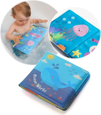 Immagine prodotto di reer MyHappyBath Book - Libro magico da bagno, con cambio di colore e funzione squeak, colorato