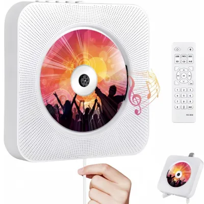Produktbild von Tragbarer wandmontierbarer CD-Player mit Bluetooth, montierbarer CD-Musikspieler mit eingebauten HiFi-Lautsprechern