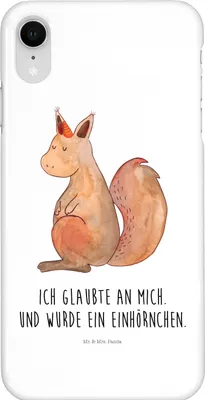 Produktbild von Mr. & Mrs. Panda Iphone XR Handyhülle Einhorn Glauben - Weiß - Geschenk, Eichhorn, Handy Case, Einhörner, Einhörnchen, Eichhörnchen, Premium Kunststoff, Unicorn