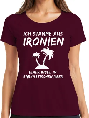 Zdjęcie produktu dla Koszulka damska I'm from Ironies of an Island Sarcastic Humour Palms, bordowy, M