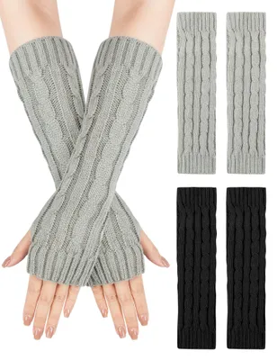 Produktbild von 2 Paar lange Handschuhe ohne Finger für Damen