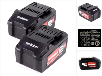 Zdjęcie produktu dla Zestaw akumulatorów Metabo 2x akumulator Li-Power 18 V 4,0 Ah CAS Li-Ion (2x 625591000) ze wskaźnikiem poziomu naładowania