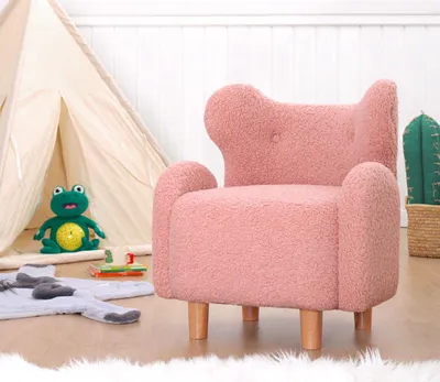 Produktbild von Hanah Home, Juano Teddy - Pink, Kinder-Ohrensessel, Rosa, 100 % KUNSTPELD, 55 x 55 x 61 cm