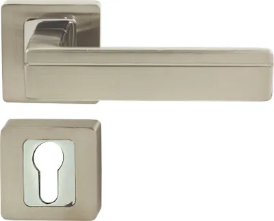 Produktbild von DOMINO Türgriff Drückergarnitur PZ - Profilzylinder Set | Vierkant-Rosette | Türklinke für Zimmertür, Bürotür, Kellertür & Innentür | Türbeschläge aus Aluminium | Bronze Türdrückergarnitur | TIK-QR M6/M9