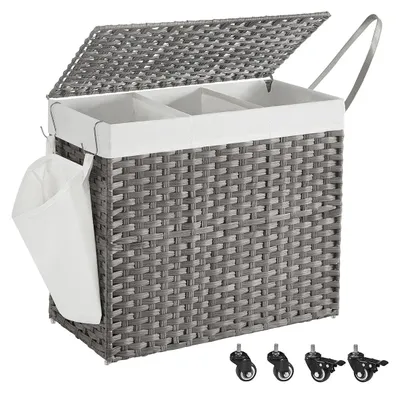 Produktbild von Wäschekorb mit 3 Fächern – Wäschekorb – platzsparend – 70 x 36 x 66 cm