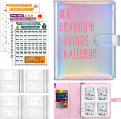Produktbild von A5 Sparbuch für Geld Challenge, 100 Umschläge Sparen Budgetplaner