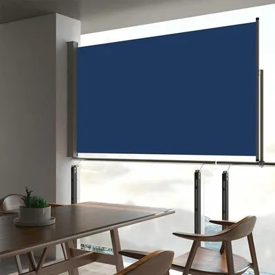 Produktbild von Einziehbare Seitenmarkise für Terrasse, Markisen für Terrassen, Markisen für den Außenbereich, Markisen für Fenster, Blau, 140 x 300 cm