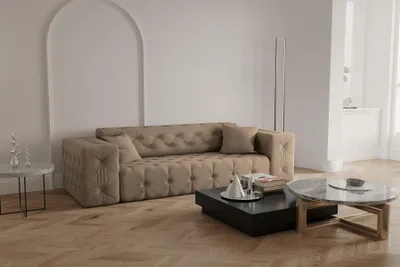 Produktbild von Sofa Designersofa CHANTAL 3-Sitzer in Stoff Opera Velvet Taupe