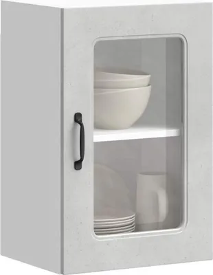 Produktbild von "im Angebot" Küchen-Hängeschrank mit Glastür Kalmar Betongrau Holzwerkstoff - Küchenschränke CC23938