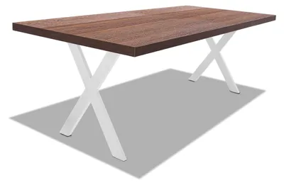 Immagine prodotto di Tavolo da pranzo in legno e metallo con piedi a X bianchi - 220x100 cm