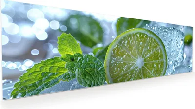 Produktbild von Glasbild 120x40cm in XXL für Wohnzimmer, Schlafzimmer Motiv Erfrischende Limette