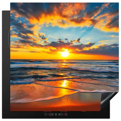 Produktbild von KitchenYeah© Herdabdeckplatte Sonne - Strand - Meer - Sonnenuntergang , 78x78cm, Küche Deko, Glaskeramikkochfeld Herdabdeckung, Abdeckplatte fùr Kochfeld
