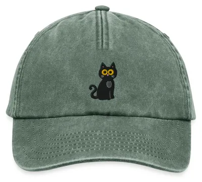 Produktbild von Spreadshirt Schwarze Katze Bestickt Vintage Cap, One size, Vintage Flaschengrün