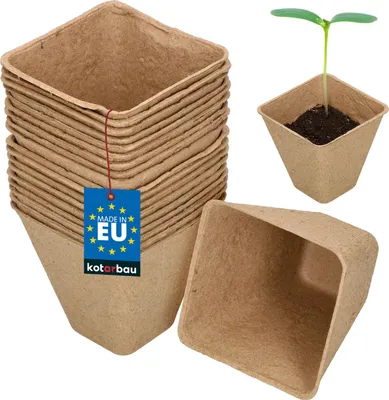 Immagine prodotto di KOTARBAU® 18 pezzi vasi di torba biodegradabili Vasi di torba biodegradabili 8x8x8 cm