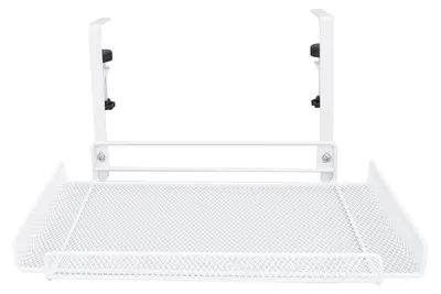 Imagen del producto de Organizador para debajo del escritorio con abrazadera, estante de almacenamiento, cesta y bandeja para la gestión de cables, ideal para routers, cables de alimentación y regletas, color blanco