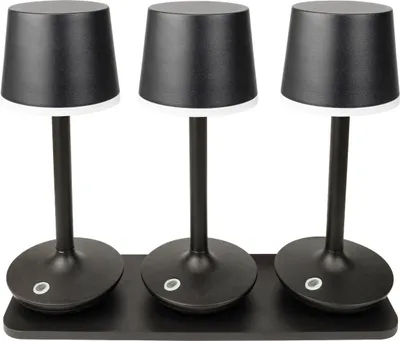 Produktbild von Schwaiger Akku LED Tischleuchten TILA3003 mit Ladeplatte schwarz 3er-Set