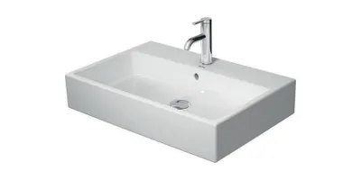 Produktbild von Duravit Waschtisch VERO AIR mit Überlauf, Hahnlochbank, geschliffen, 700 x 470 mm ohne Hahnloch weiß