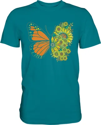 Produktbild von Schmetterling Sonnenblumen T-Shirt Garten Gärtner Geschenk – Diva Blue / S
