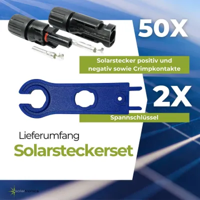 Produktbild von Solar Stecker Set inkl. Montagewerkzeug kompatibel mit MC4 für Solarkabel 4 - 6 mm² Anzahl: 50 Paar