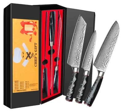 Productafbeelding van Messen set, damaststaal, ergonomisch G10 handvat, 3-delige set