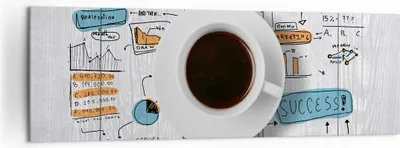 Produktbild von Bild auf Leinwand - Leinwandbild - Kaffee Morgen Tasse Frühstück - 160x50cm - Wand Bild - Wanddeko - Leinwanddruck - Bilder - Kunstdruck - Wanddekoration - Leinwand bilder - Wandkunst - AB160x50-2481
