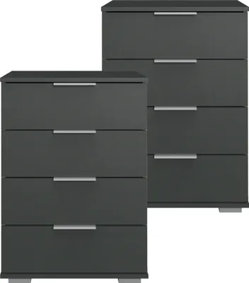Produktbild von Schlafzimmer Nachttisch 2er Set, auch für Boxspringbett geeignet, in graphit ELSTRA-43, B/H/T ca. 52/74/38 cm