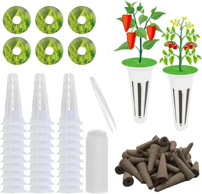 Obrázek produktu pro Kompletní sada pro hydroponické pěstování, 121 kusů, obsahující: 30 voskových podložek, 30 květináčů, 30 ochranných krytů pro klíčení, určené pro