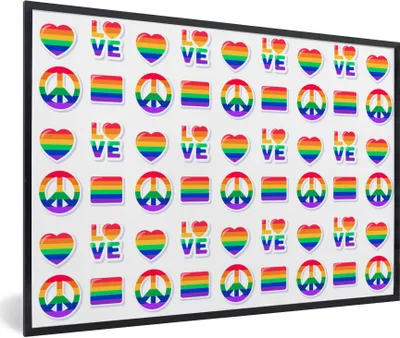 Produktbild von MuchoWow® Gerahmtes Poster Stolz - Regenbogen - Liebe 90x60 cm - Poster mit Schwarzem Bilderrahmen Wandposter Rahmen Foto Bilder - Fotorahmen - Foto-Plakat