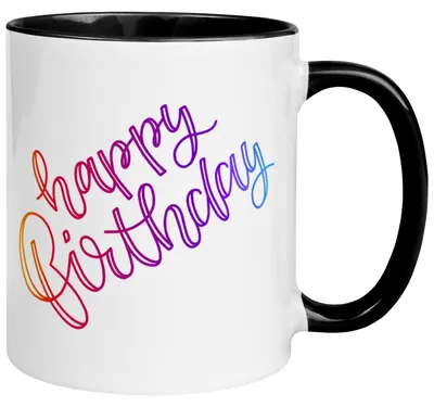 Produktbild von Tasse Geburtstag – „Violettes Happy Birthday“ – Geburtstagsgeschenk Mann Frau