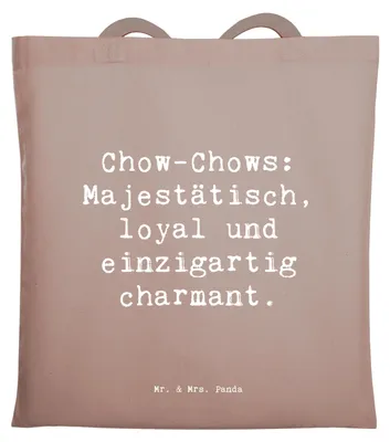 Produktbild von Mr. & Mrs. Panda Uni Tasche Spruch Chow-Chow Charme - Braun Pastell - Geschenk, Tote Bag, Hunderassen Pflege, Hunderasse, chinesische, Hundeliebhaber, Shopping, charmant