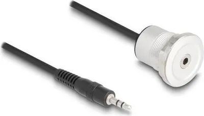 Produktbild von Klinke 3,5 mm Einbaubuchse 3 Pin mit 30 cm Kabelpeitsche Alu