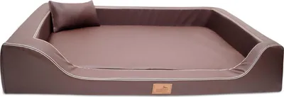 Produktbild von tierlando® Orthopädisches LUXUS-Hundebett MELODY LATEX Anti-Haar Kunstleder - Größe: 120x85cm | Farbe: 01 Braun