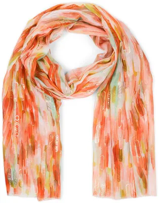 Produktbild von styleBREAKER Damen Schal mit buntem Streifen Farbverlauf Muster und Metallic Akzenten, Stola mehrfarbig gestreift 01016222
