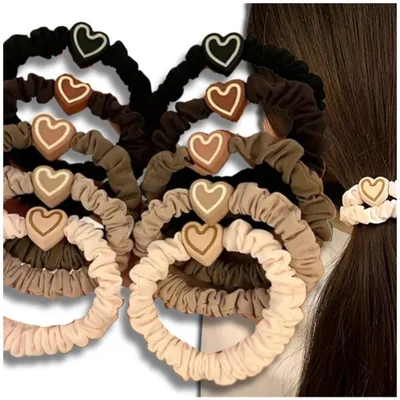 Produktbild von EDIBAZZAR | 10er Set gerüschte schwarz-beige Haarbänder
