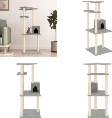 Image de vidaXL Arbre à chat avec sisal Colonnes à griffer Gris clair 123 cm - Arbre à chat - Arbres à chat - Tour pour chats - Meubles pour chats