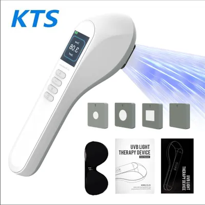 Produktbild von UVB-Lampe für Vitiligo - Phototherapie-Handgerät - UVB 308 nm Excimer - Dosis 0,01–5,00 J/cm² - Aufsätze 10/18/20 mm - Spannung 110–240 V - Für Psoriasis/Ekzem