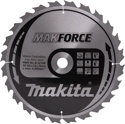 Obrázek produktu pro Pilový kotouč Makita MAKFORCE 355 x 30 mm - 24 zubů - dřevo